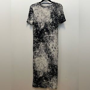 Zara Stretch Ribbed T-Shirt Midi Dress